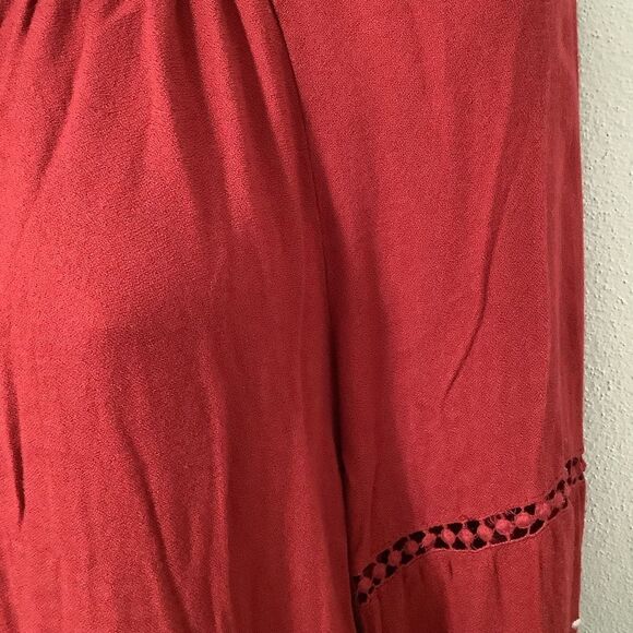 Sweet Magnolia Bohemian Boho Hippie Red Beaded Oversized Peasant Blouse Small - Picture 8 of 14